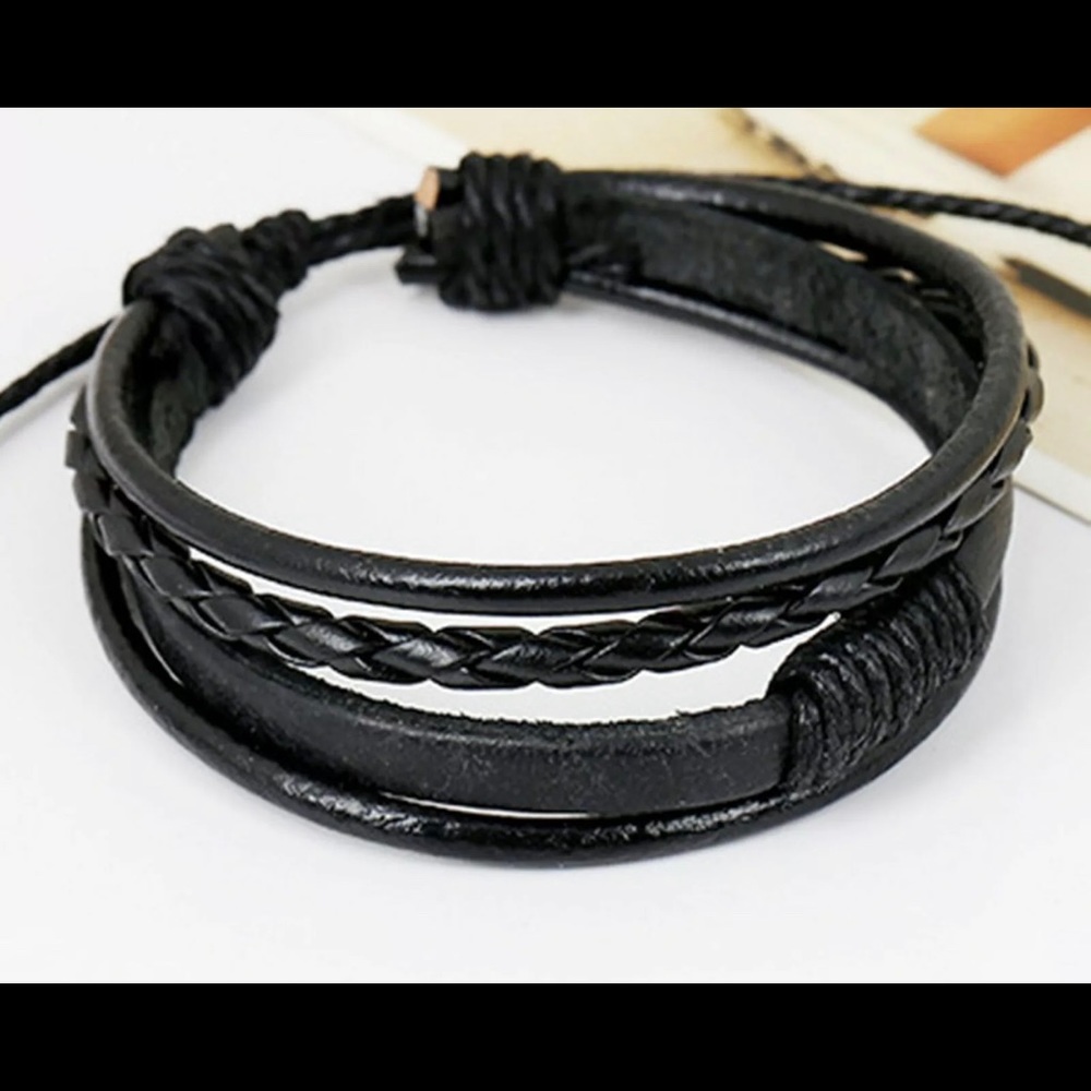 Black leather bracelet